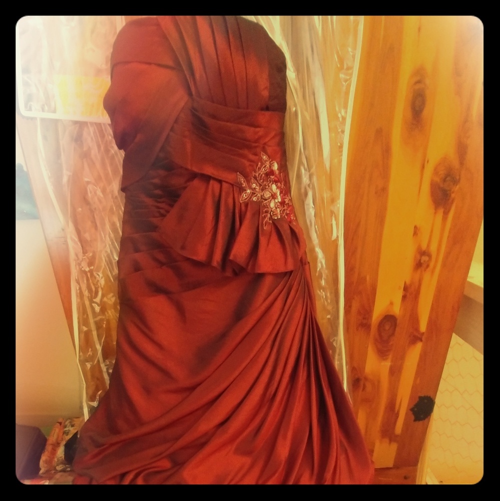 Precious Formals Prom Dress in Burgundy